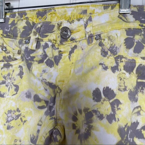 Justice girls yellow gray splash  leggings pants Size 12S - Picture 2 of 7